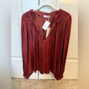 Ulla Johnson Size 8 Burgundy Mia Blouse. 💕⚡️